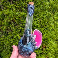 Amethyst and Rainbow Aura Quartz Moon Textured Potion Bottle