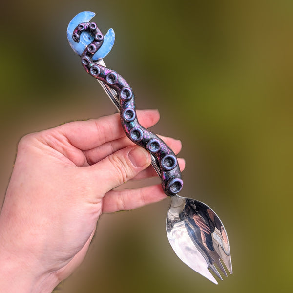 Silver Galaxy Octopus Opalite Spork