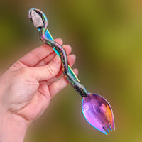 Rainbow Galaxy Spork With Rose Quartz & Snake