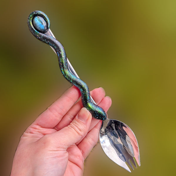 Silver Spork With Labradorite & Snake