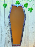 Larger Handcut Coffin Mirror with Bat